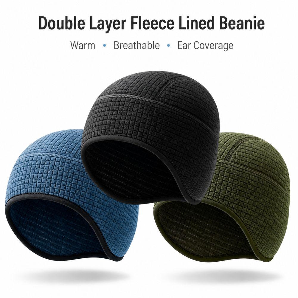 Double Layer Winter Beanie Ear Coverage Thermal Skull Cap New Ear Flap Beanie  Running and Cycling