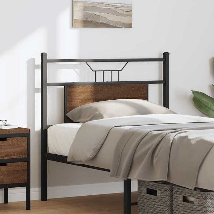VidaXL Headboard Brown Oak 90 Cm Engineered Wood and Steel, Headboard Panel, Headboard for Single Bed,, Headboard 4106869