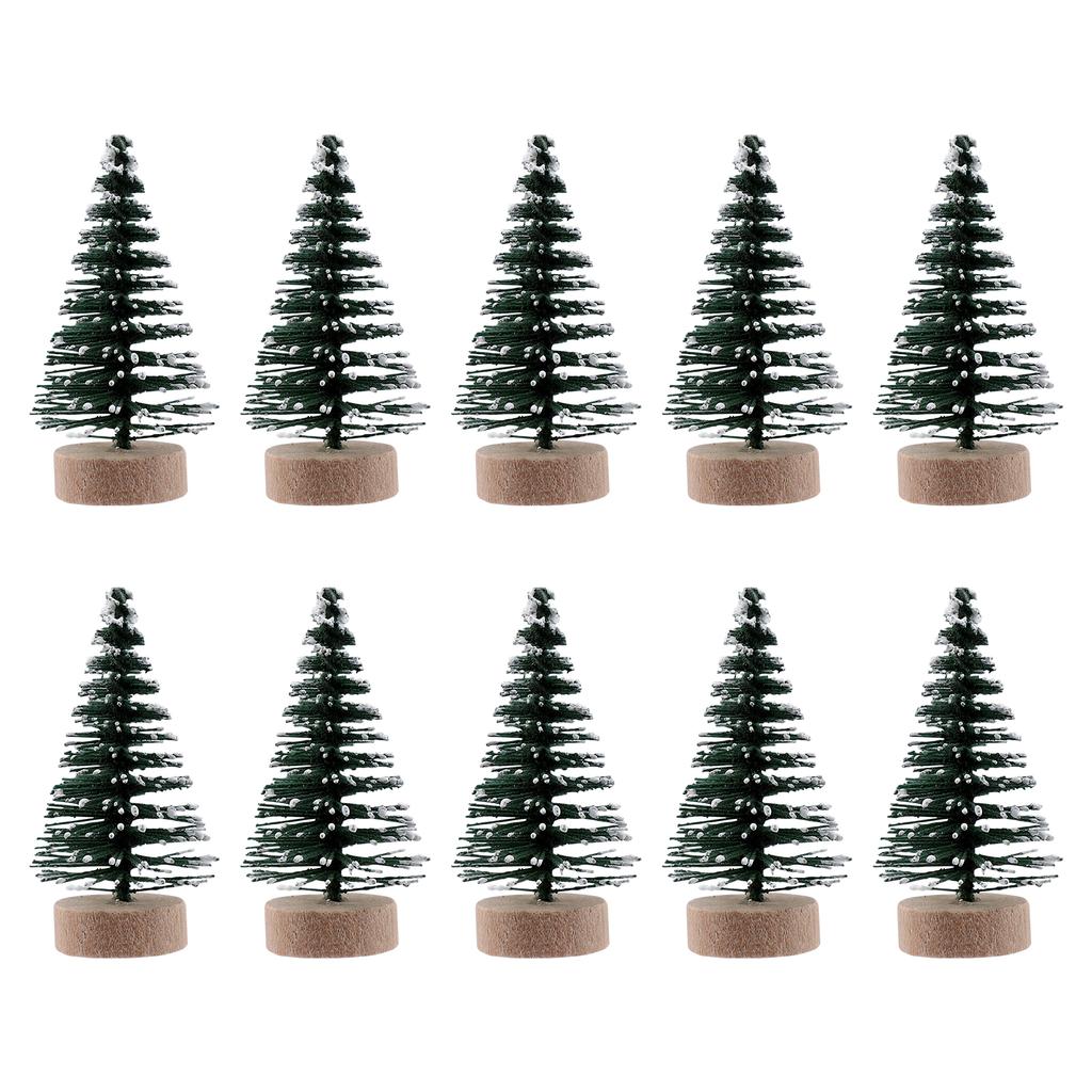 10Pcs Small Artificial Christmas Tree 5Cm Snow Covered Pine Simulation Decor for Holiday Party Centerpiece Tabletop Winter Scene