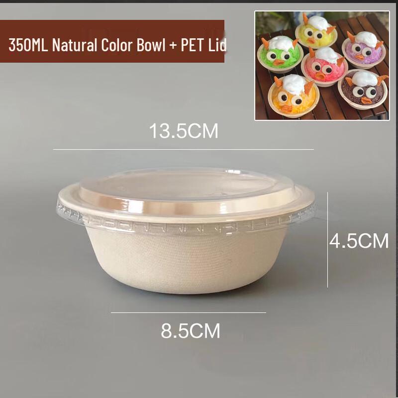 

150-Pack 350ml Degradable Disposable Paper Bowls with PET Lids
