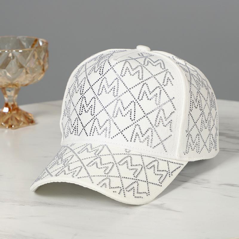 2023 Spring New Women Rhinestone Letter M Baseball Caps Adjustable Hip Hop Fashion Shiny Hats Outdoor Travel All-match Caps