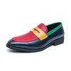 Men's Large Size Color Block Pointed Toe Leather Loafers