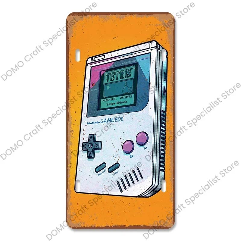Placă de înmatriculare pentru jocuri video Placă metalică Vintage Playstation Gamer Poster metalic din tablă Decor de perete pentru cameră de joacă pentru băieți acasă