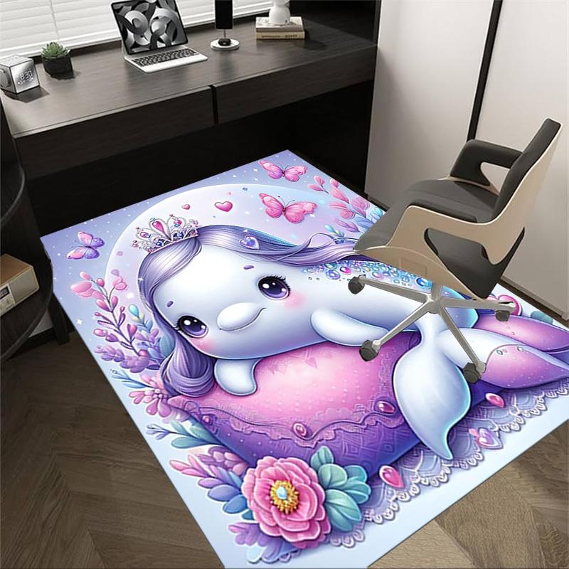 

1pc Unicorn, Flowers Carpet Office Rug Outdoor Mat Home Decor Area Carpet Festival Gift Office desk chair carpet 60cm by 90cm