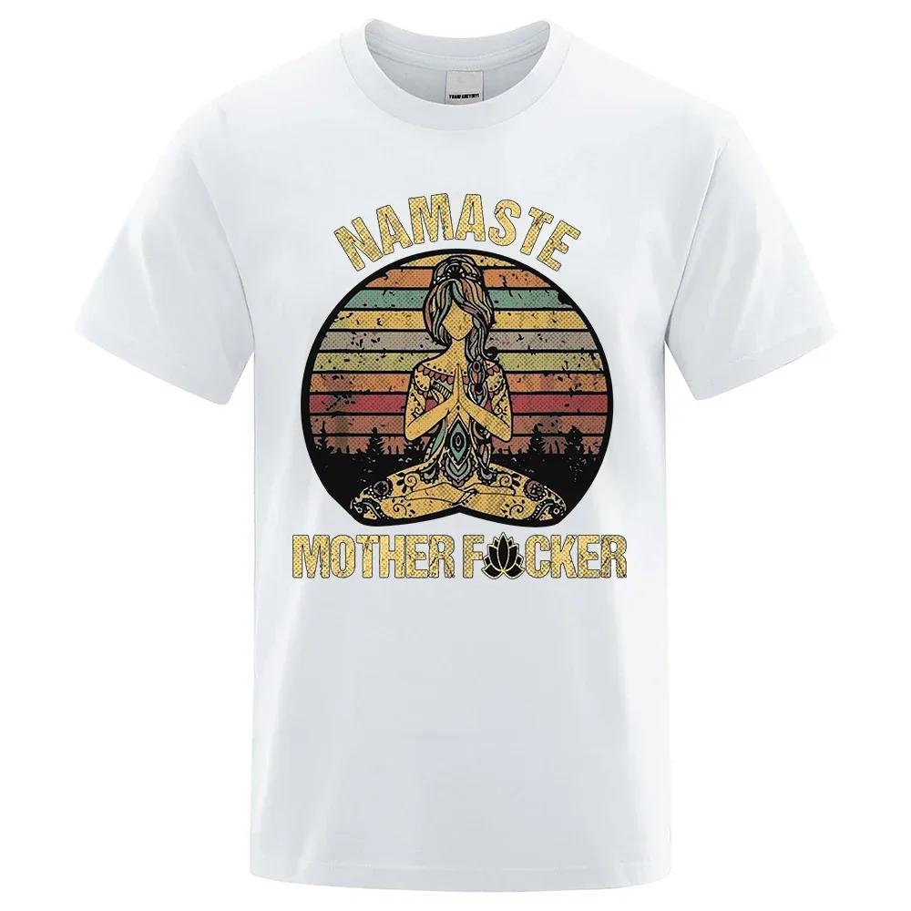 Vintage Namaste Mother Explicit Funny Tričko Tričko Pánské Tričko Dámská Bavlna Trička Topy Volné Krátké Rukávy Oversized Oblečení