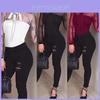 Long Women Sleeve Sexy Stretch Bodycon Bodysuit Tops Casual Leotard Plain Shirt