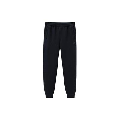 Anta Calças Esportivas de Tricô Afuniladas de Cintura Média Cor Sólida Série Basquete Calças Masculinas Preto 152411304-2