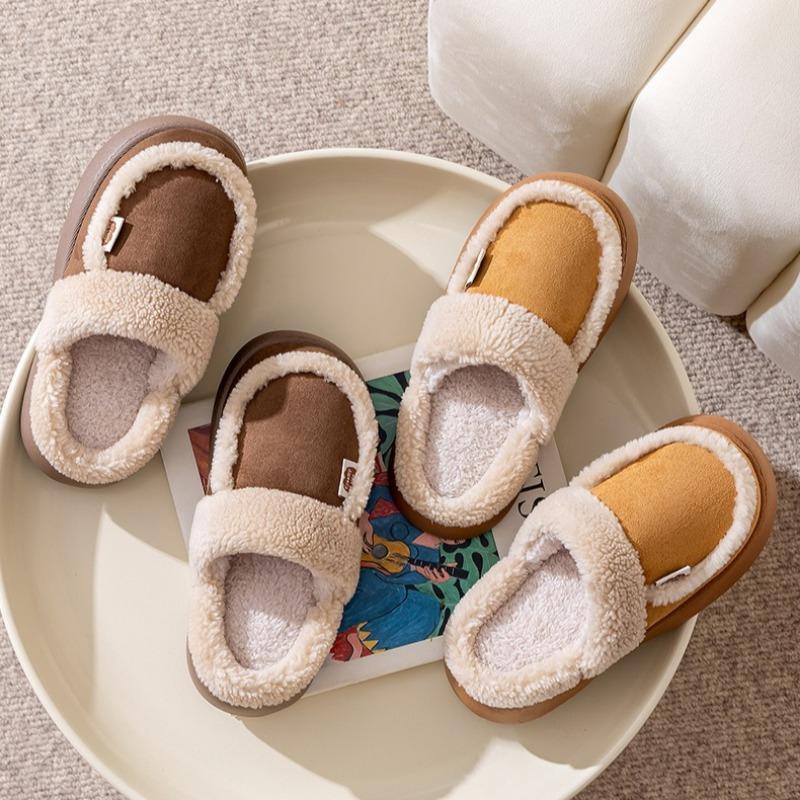 Women's Cotton Slippers Warm Cotton Slippers In Autumn and Winter Plush Slippers Wedge Shoes