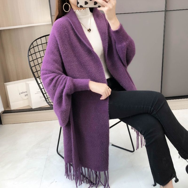 Imitated Mink Velvet Poncho Cheongsam Shawl Women Wear Casual Coat Autumn and Winter Women Cardigan Solid Velvet Cloak Female