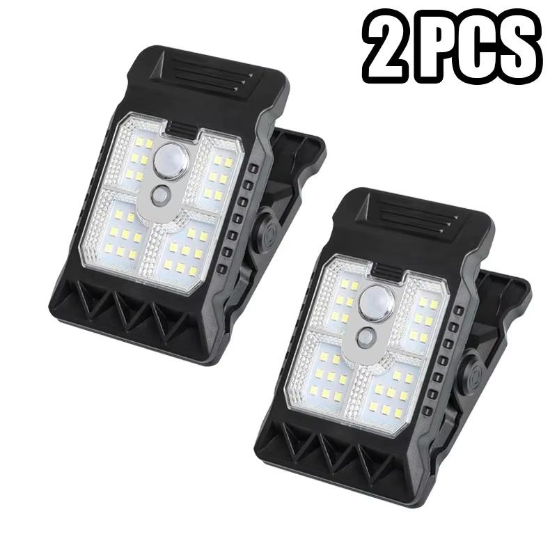 Clip-on LED Solarlamp Slimme Menselijke Inductie Buiten Tuinverlichting Waterdichte Buitenlamp voor Tent Garage Binnenplaats Hoge Helderheid 2PCS