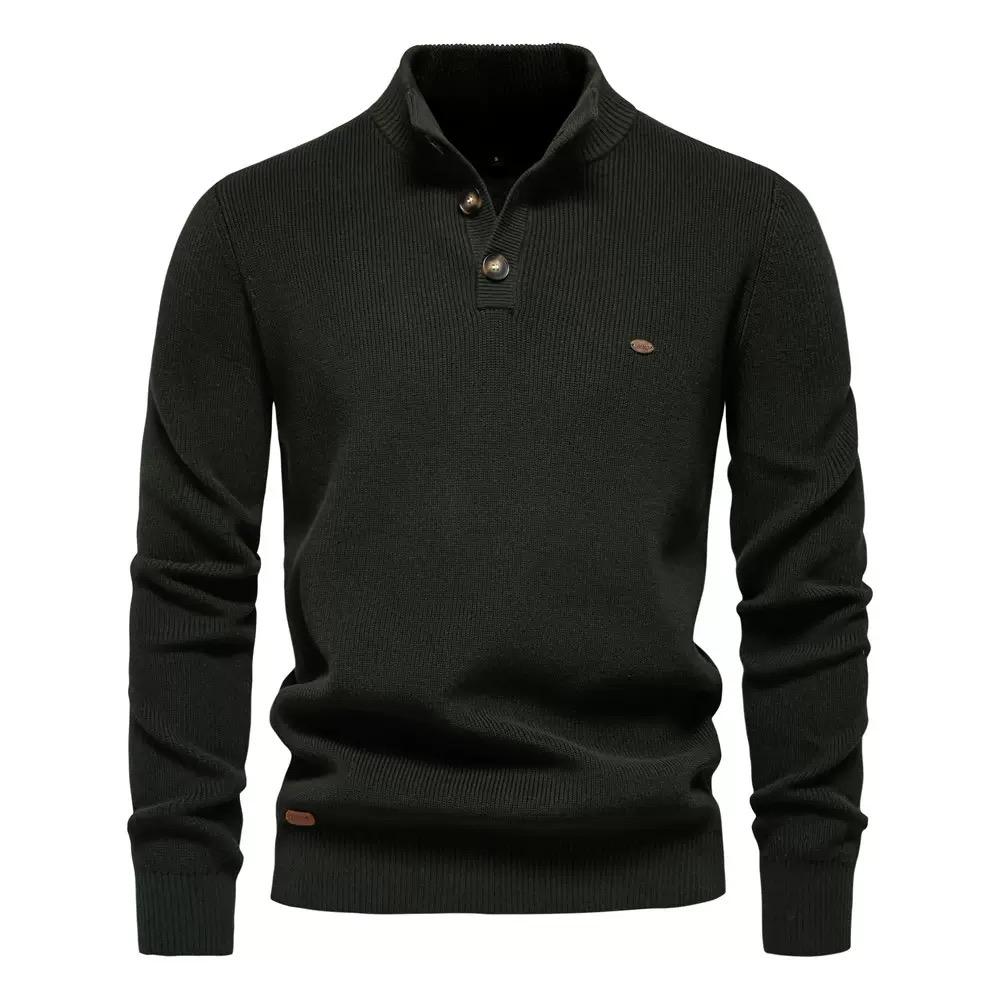 New Autumn Cotton Zipper Cardigans for Men Fashion Casual Social Men Sweaters High Collar Warm Winter Knitted Sweater Men