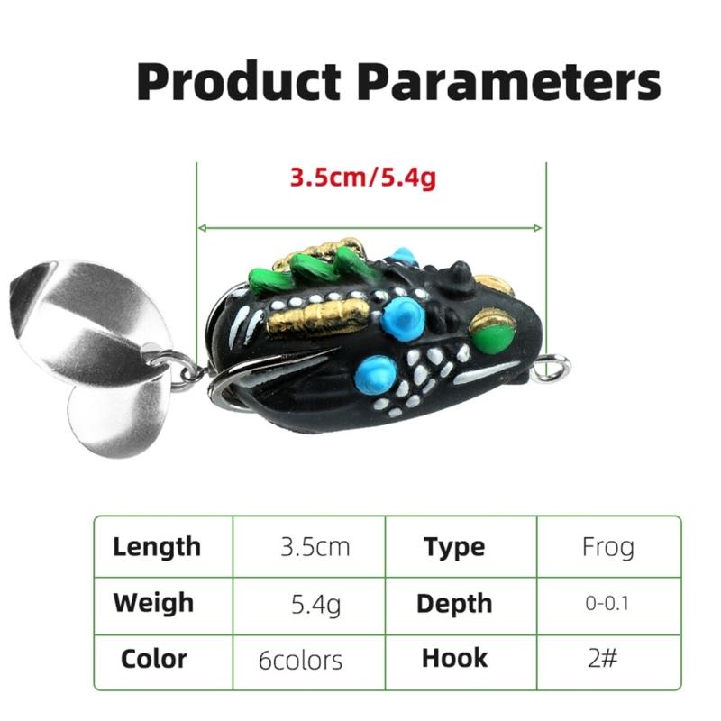 Frogs Lures Blackfish Baits 3.5cm PVC Frogs Lures Fishing Lures Simulated Soft Frogs Baits with Double Hook & Blade