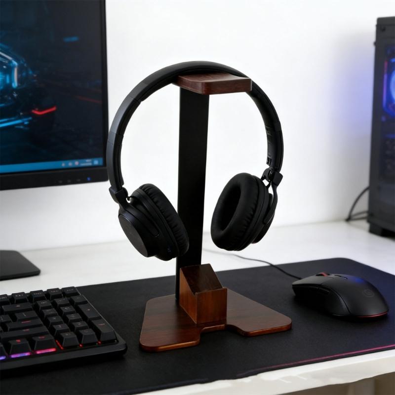 Solid Wood sound Device Stand With Holder For Gaming Gear Accommodates Multiple Systems And Professional Gamepads