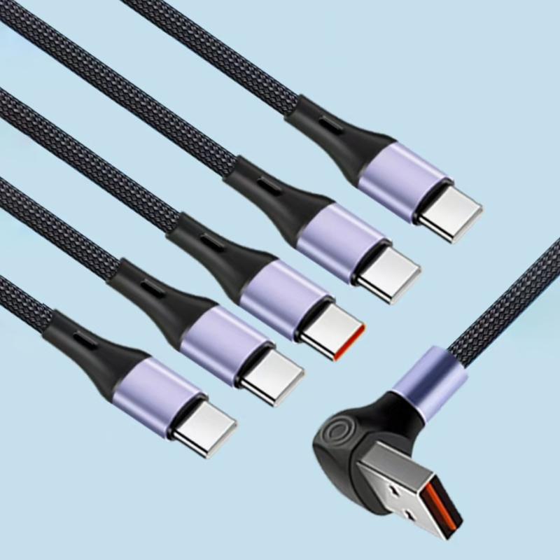 USB A To 5 Port Type-C 5 Pin Charging Data Cable Splitter Cord Universal 66W USB Fast Charging Cord for Phone Tablet