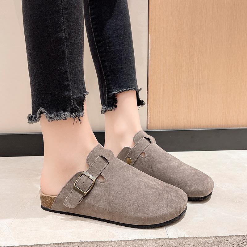 Unisex Slippers Summer Baotou Half Slippers Fashion Suede Leisure Slipper Fashion Couple Cork Sandals Non Slip Flat Beach Slides
