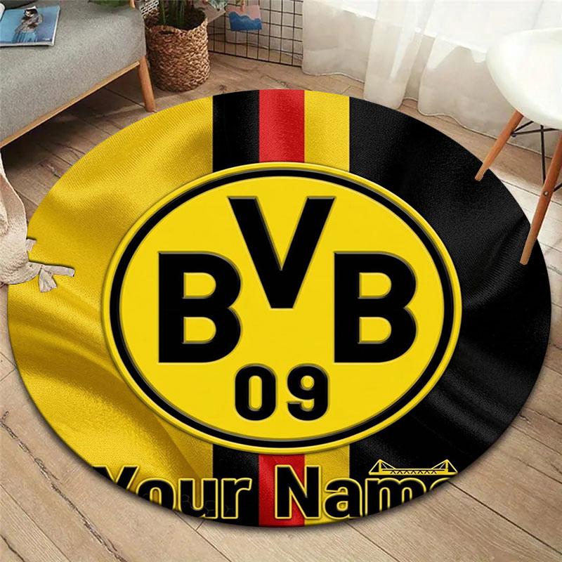 Borussia Custom Name Round Area Rug,Carpet Rug for Living Room Bedroom Sofa Playroom Decor,Non-slip Floor Mat
