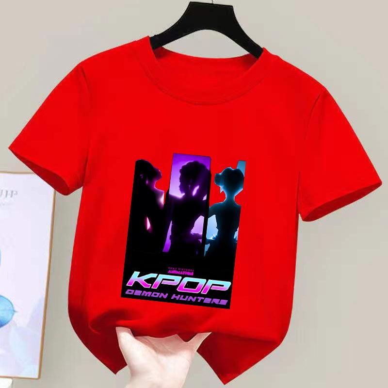 K-POP Demon Hunter Girl Group Unisex Cotton T-Shirt - Kids' Summer Short Sleeve Round Neck Top