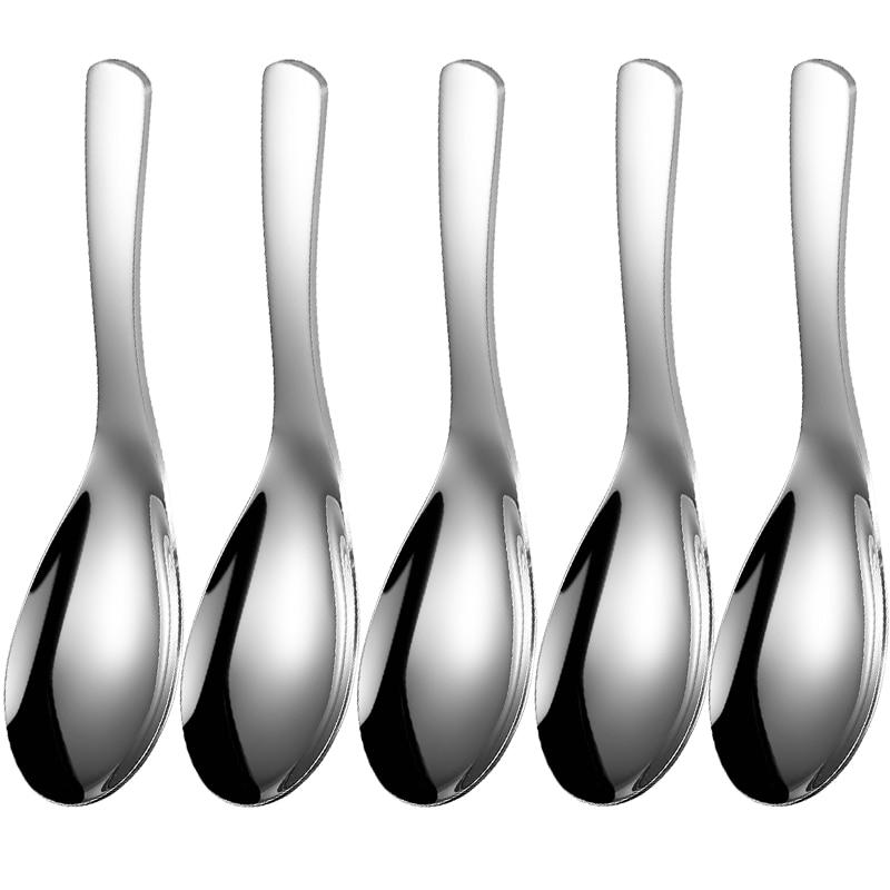 5pcs 304 Stainless Steel Spoons Dinner Spoon Spoons Thickened Coffee Spoon Dessert Spoon Kitchen Tableware Set