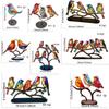 2/3/5bird Stained Acrylic Birds Branch Desktop Ornaments Double Sided Multicolor Style Craft Statue Ornaments Desktop Decoration