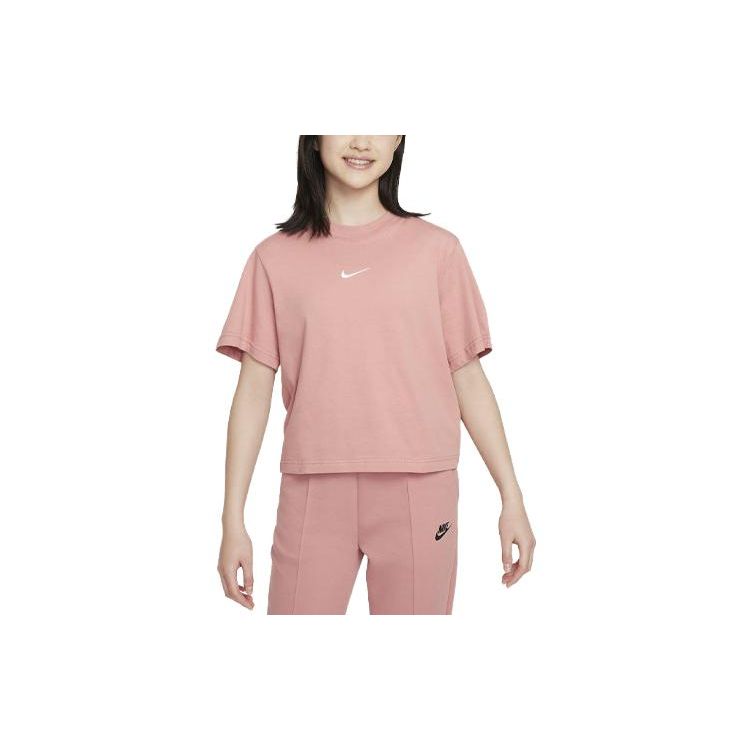 Nike Sportswear Solid Logo Round Neck Short Sleeve T-Shirt Kids Tops Pink DH5750-618