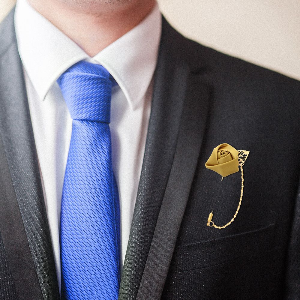 Fashion Brooch Pin Men Wedding Boutonniere Groom Boutonniere Best Man Corsage Rose Flower Brooch