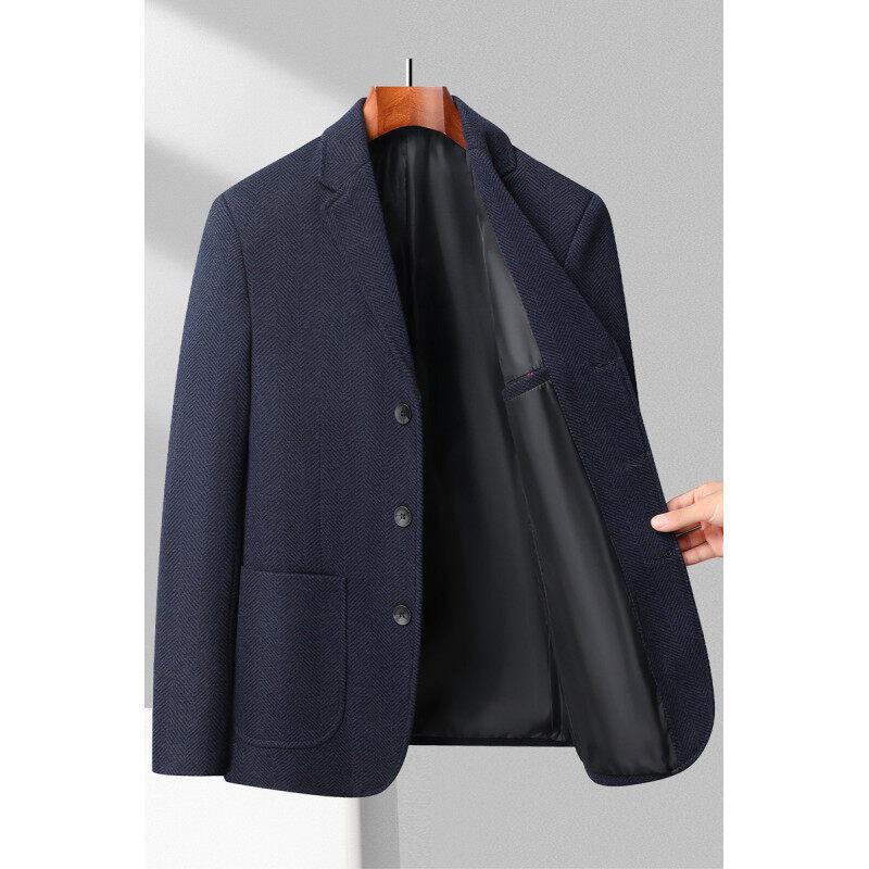 Mens Blazer Business Handsome Gentleman Korean Version of British Style Leisure Slim Solid Color Wedding Work Blazer