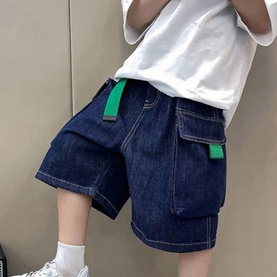 Boys Denim Shorts Summer Thin New Kids Solid Color Fashion Pants Children Elastic Pure Cotton Casual Five Quarter Shorts