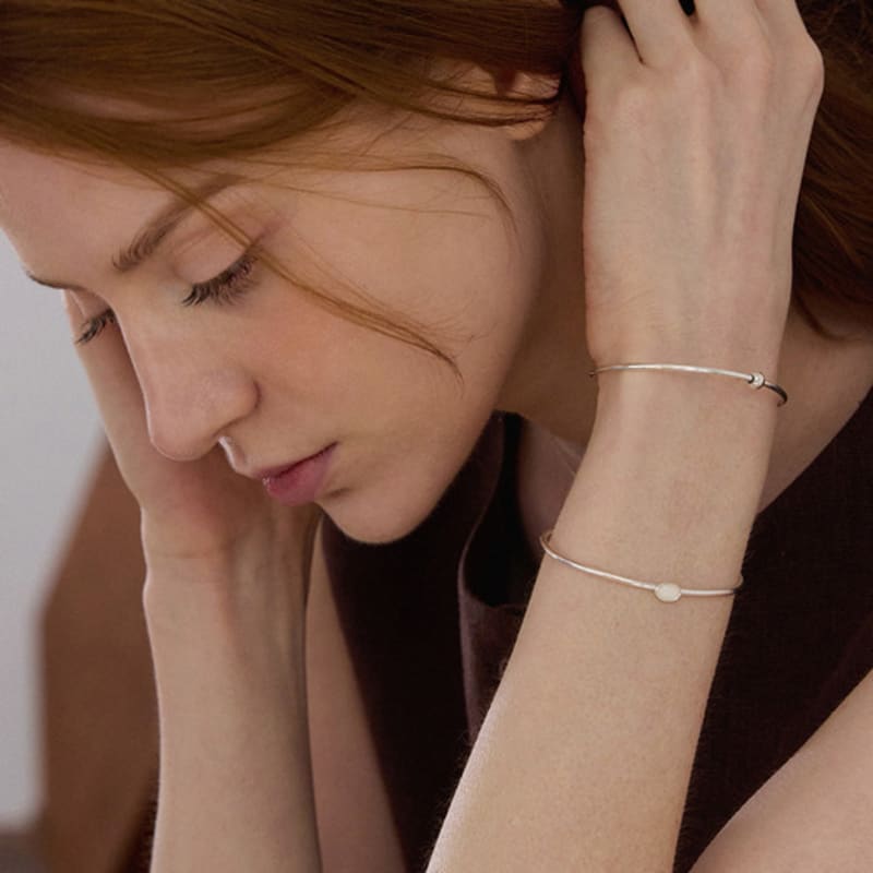 PAIGEFLYNN JEWELRY [925 Silver] Plain Ball Bangle Bracelet