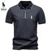 Ralph Lauren Spring/Summer New Men's Embroidery Collar Zipper Polo Shirt Business Casual Men's Short Sleeve Polo
