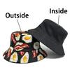 Cartoon Pattern Bucket Hat Eggs Bacon Printing Fisherman Hats Foods Double Sides Panama Cap Caps Summer Outdoor Fashion Sunshade