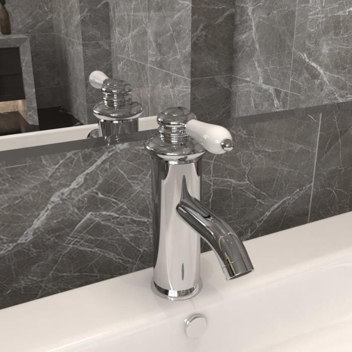 Robinet de lavabo - vidaXL - 130x180 mm - Finition chromée - Laiton - Monotrou