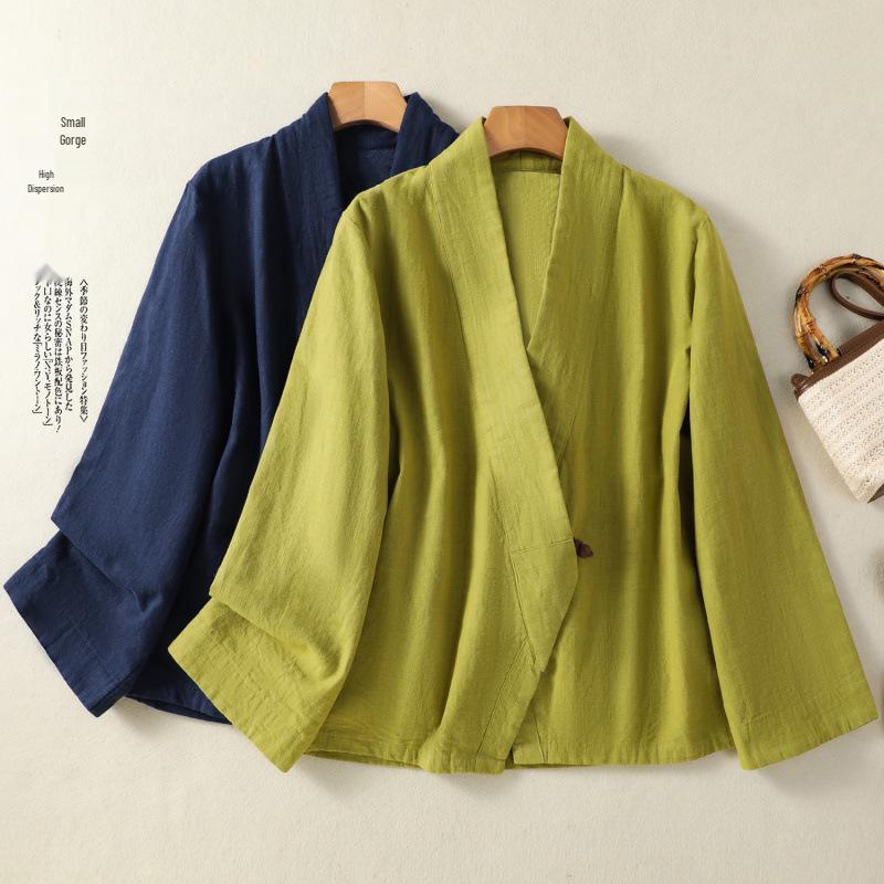 

Zen Cotton Linen Chinese Suit Jacket for Meditation and Buddha Worship - Spring/Autumn Style XL темно-синього кольору