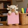 Highland Cow Pop-up Note Pad Dispenser Cute Resin Cow Memo Pads Note Holder for Home Office Desk Accessories