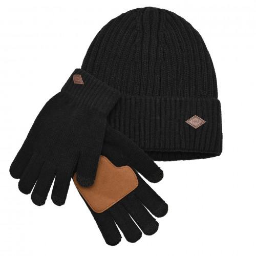 Harvey Makin Layers Hat and Gloves Gift Set - Black