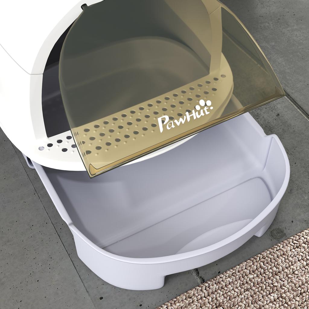 Enclosed Cat Litter Box W/ Pull-Out Drawer, Scoop, Deodorising Bags for Odour Control, Privacy, Portable, Easy To Clean