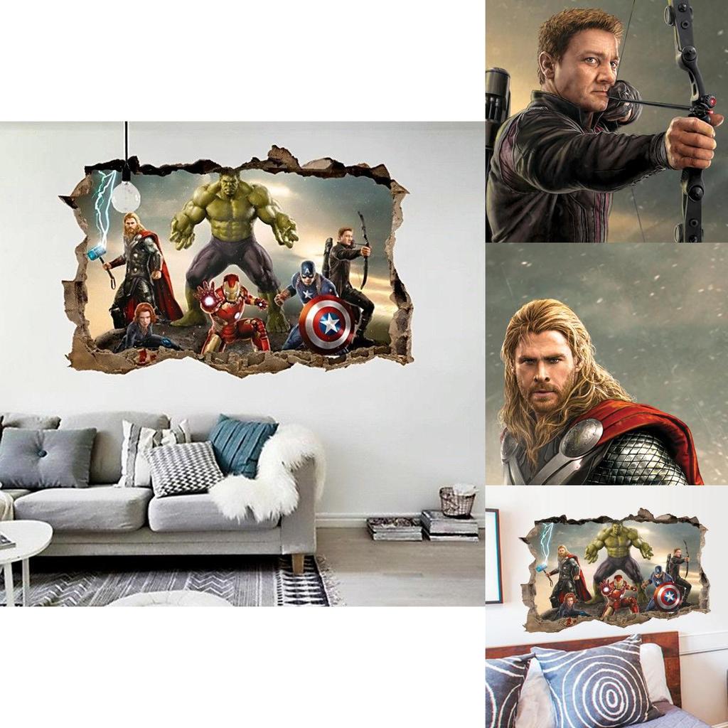 Superior Quality Avengers 3d Wall Sticker Multicolor Mural Art Poster For Kids Rooms