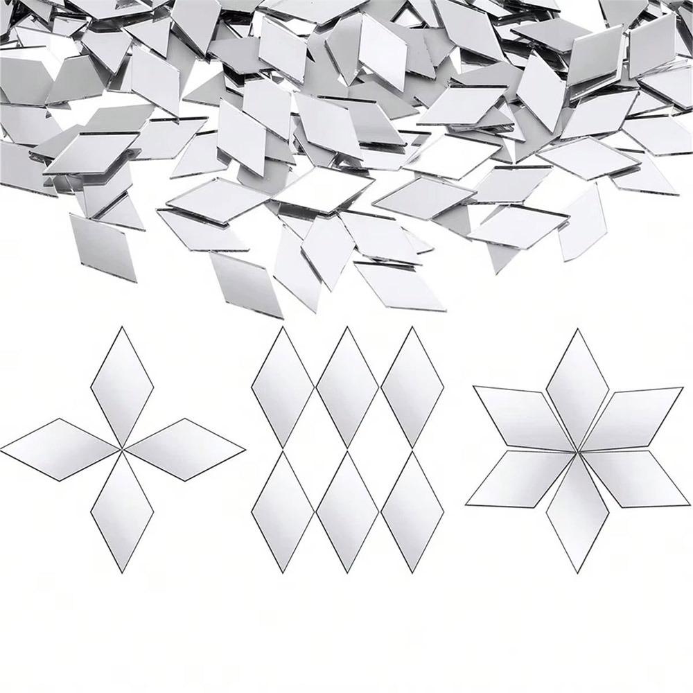 

200PCS Multi Shape DIY Craft Mirror Stickers Round Square Triangle Acrylic Mirror Tiles Decals DIY Accessories 2.5cm алмаз