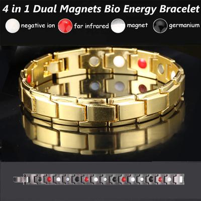 Braccialetto sanitario magnetico 4 in 1 alla moda per donna, uomo, braccialetto di lusso per la salute energetica in acciaio inossidabile, regalo di gioielli squisiti