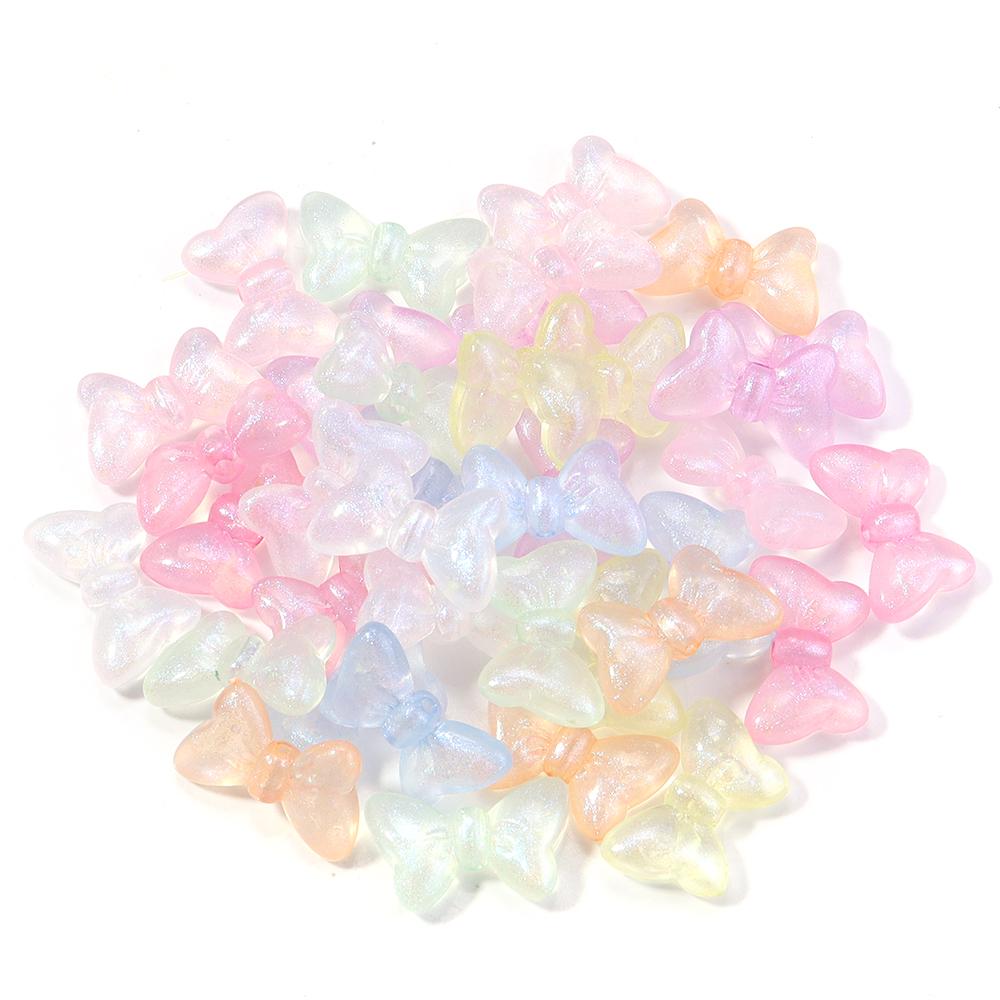 

30pcs 13.5x22mm Acrylic Bow Beads Colorful Luminous Loose Spacer Bead For Jewelry Making DIY Earring Phone Key Chain Accessories