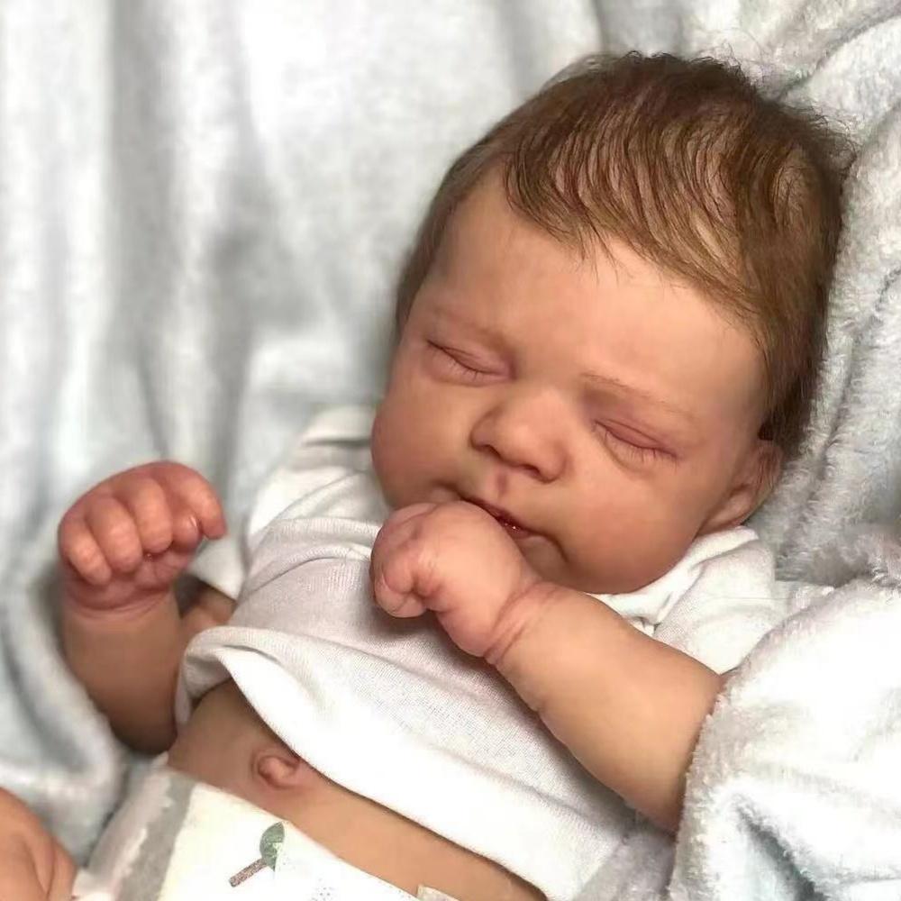 Lifelike 49cm Full Silicone Body Reborn Baby Doll Pascale Lovely Sleeping Girl Baby Doll Toys Realistic Implanted Hair Newborn Doll Kids Birthday Gift