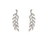European Fashion Silver Needle Leaf Stud Earrings with Symmetrical Hollow Design and Modern Elegance