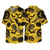 Men's Short Sleeve V Neck Halloween Print Medical Scrub Top with Chest Pocket Comfortable Fit Workwear for Healthcare Professionals
