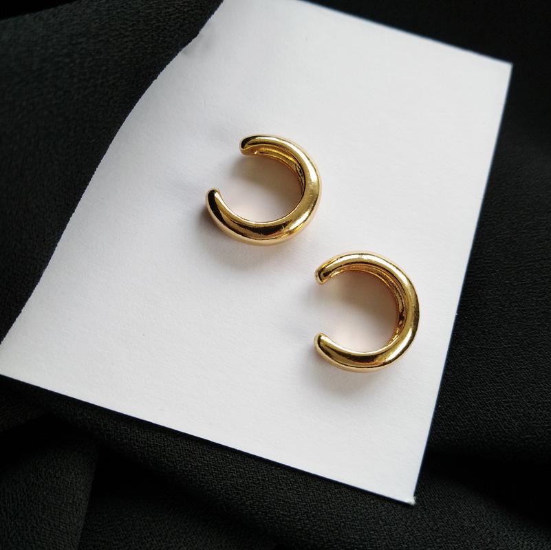 Fake Piercing Earcuff Double Circle Ear Cuff Faux Earrings for Women Man Hiphop Vintage Cuffs Earclips Accessories Korean Fashio