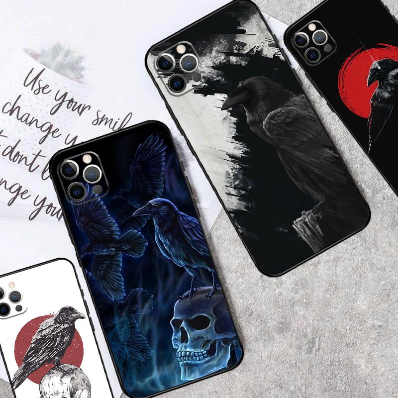 Crow Raven Dark Skull Case For Samsung Galaxy S25 Ultra S20 S21 S22 S23 S24 Plus S9 S10 S24 FE S25 FE Cover Funda