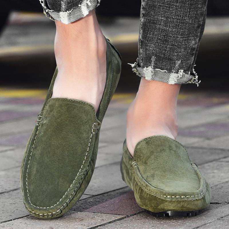 Street Fashion Men's Loafers Slip-ons Genuine Leather Brown Casual Business Dress Shoes Party Wedding Mens Footwear