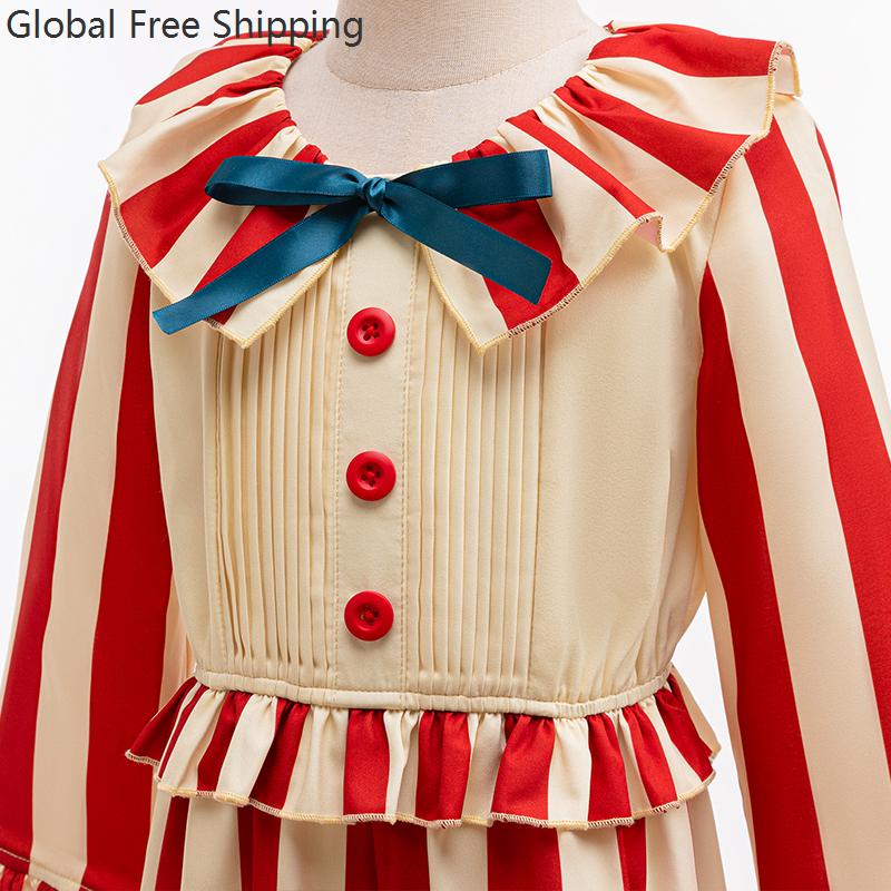 Weihnachts-Strampler Kinder Clown Gestreift Süßigkeiten Set Cosplay Kostüm Mädchen Jungen Clown Strampler Halloween Karnevalsparty Karneval