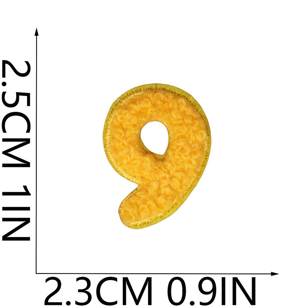 Towel Embroidery English Alphabet Embroidery Cloth Sticker Small Number Patch Sticker Bag Decoration Chenille Embroidery Label Ironing