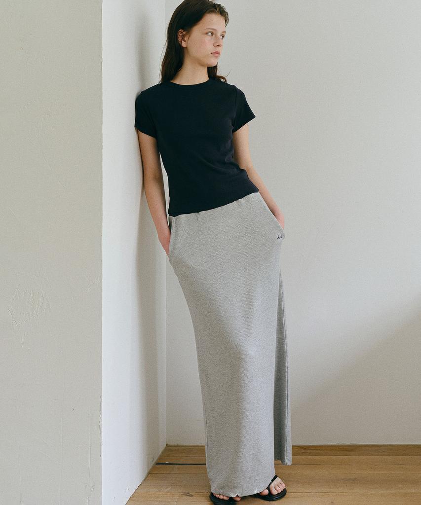 Annies Coast Waffle Long Skirt (Melange Gray)