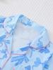 European and American Women's Bow Print Lapel Short Sleeve Pajama Set