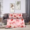 Pink Strawberry Print Flannel Blanket  Warm Soft Throw Blanket for Bedroom Camping Street Trend Bedspread Sofa Bed Cover